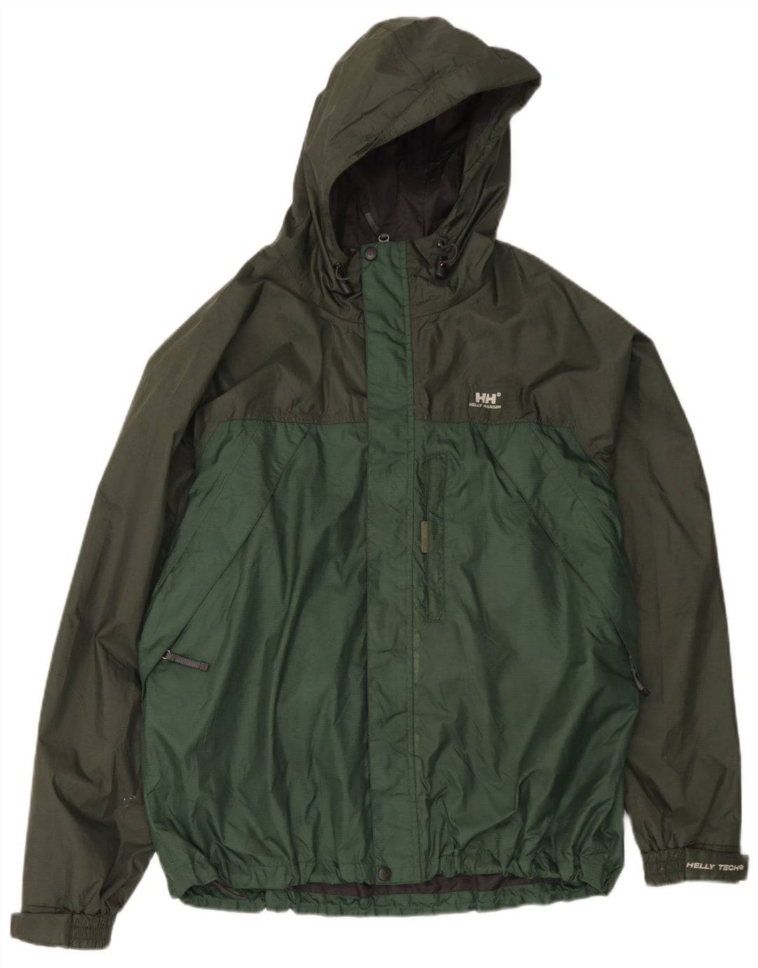 Giacca antipioggia con cappuccio da uomo Helly Hansen UK 40 Large Green Colourblock Nylon