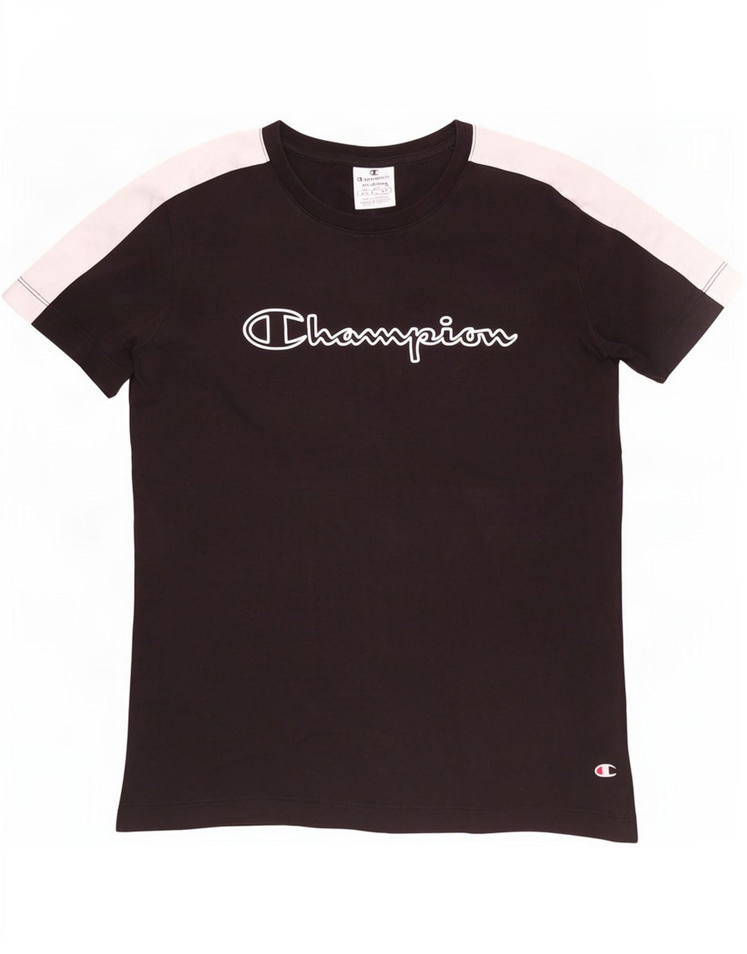 T-shirt grafica da donna Champion Top UK 12 Medium Black Colourblock