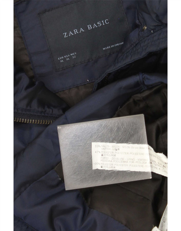 Giacca imbottita da donna Zara UK 18 XL nylon blu navy
