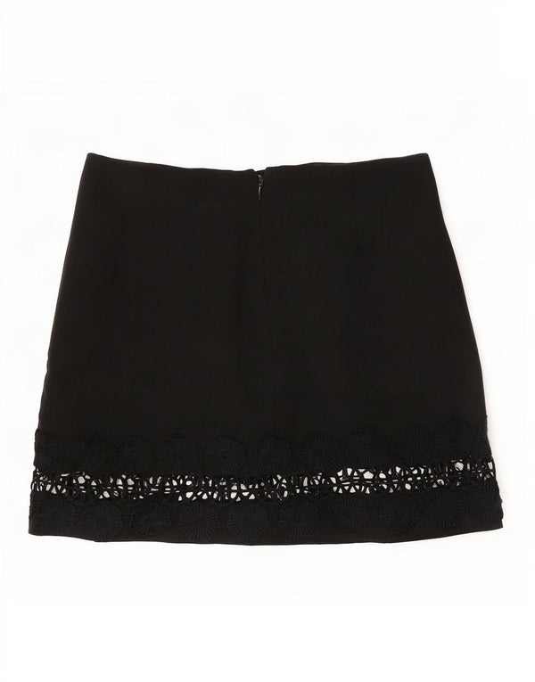 Topshop Womens Mini Skirt UK 12 Medium W30 Black Floral Polyester