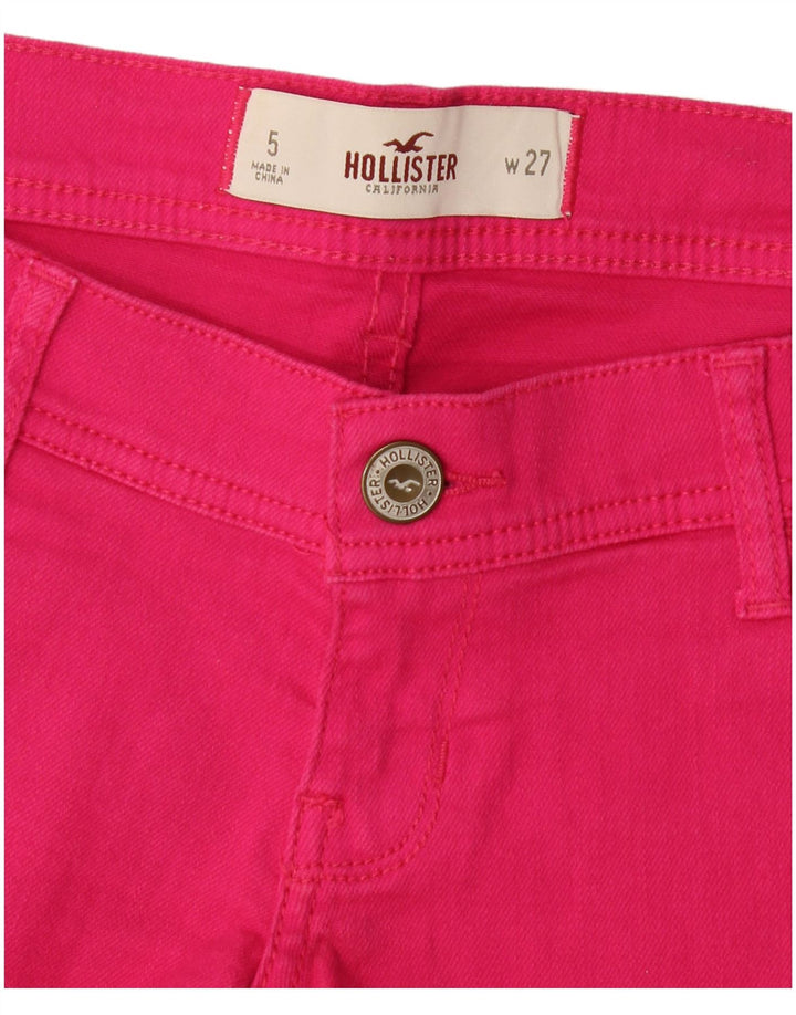 Pantaloni caldi Hollister da donna in denim effetto invecchiato US 5 Small W27 Rosa