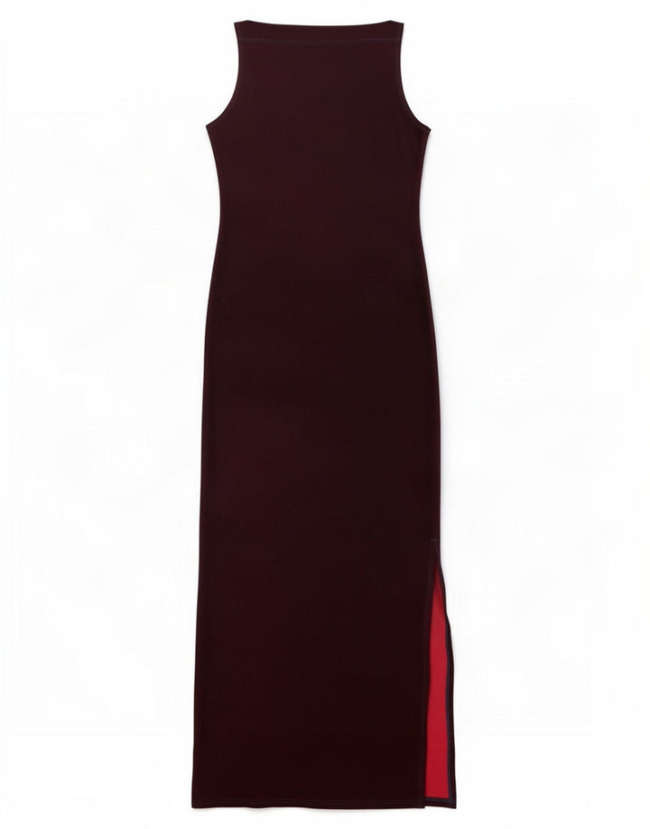 CLOCK HOUSE Abito lungo senza maniche da donna UK 12 Poliestere rosso medio