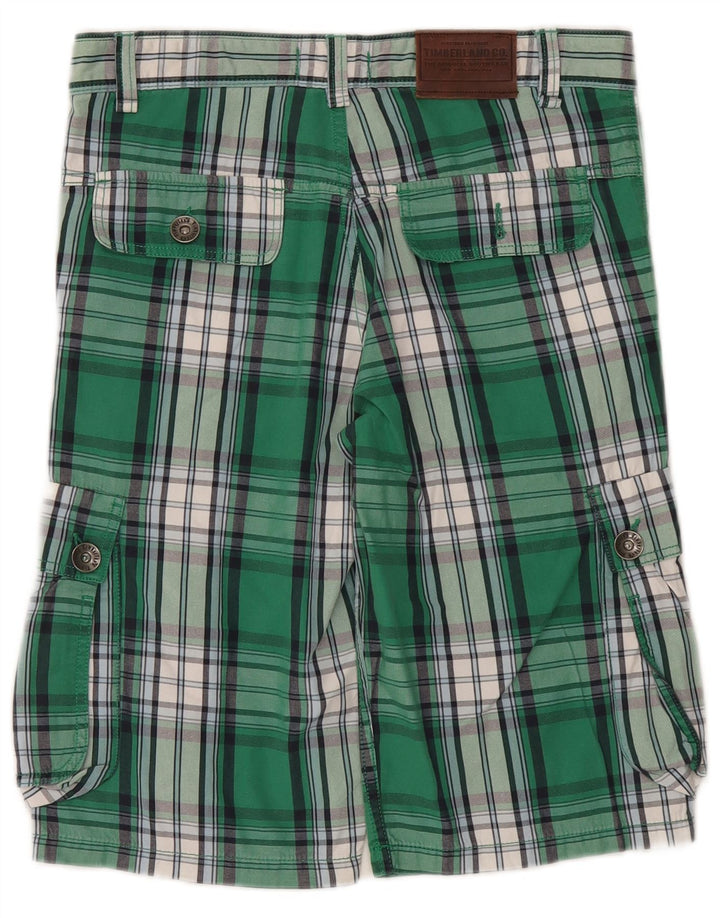 Pantaloncini cargo da ragazzo Timberland 15-16 anni W32 cotone a quadri verdi