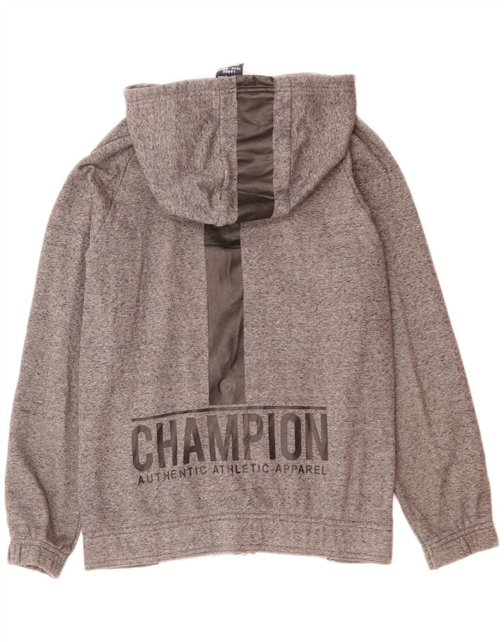 Maglione con cappuccio e zip grafica Champion per ragazzi 11-12 anni, grande grigio chiazzato