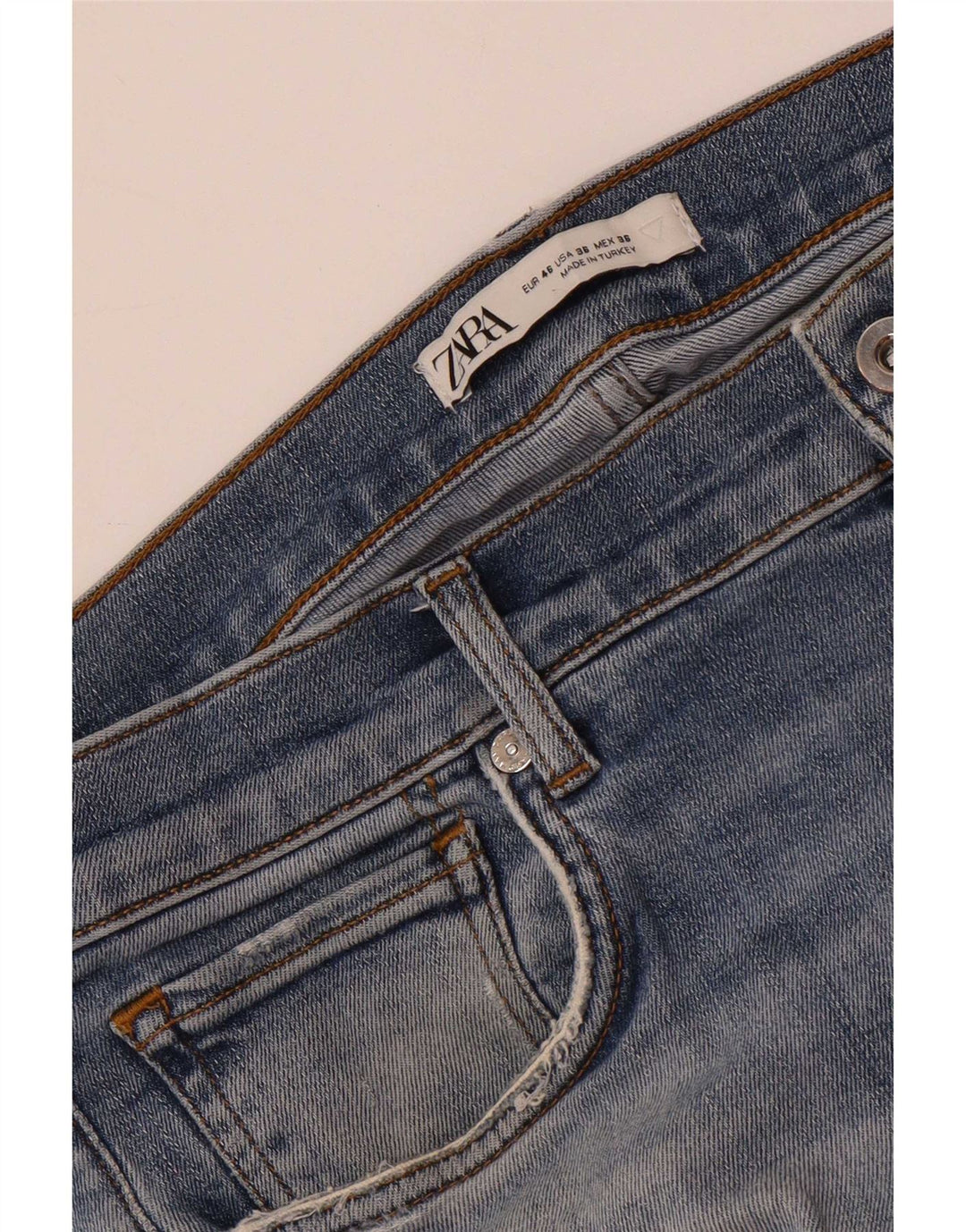 Jeans slim invecchiati da uomo Zara EU 46 XL W36 L33 Blu