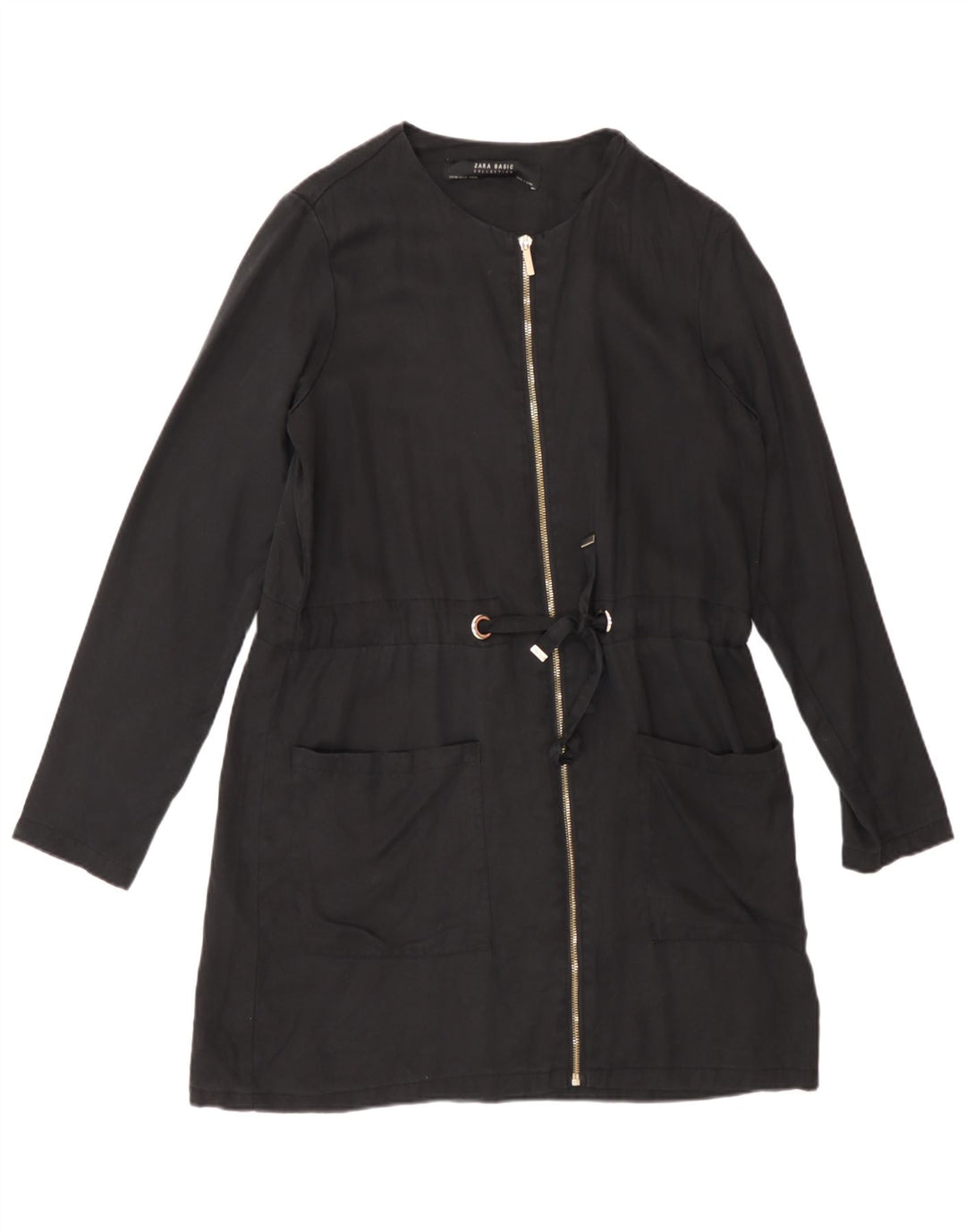 Giacca blazer con zip intera da donna Zara UK 6 XS Lyocell nero