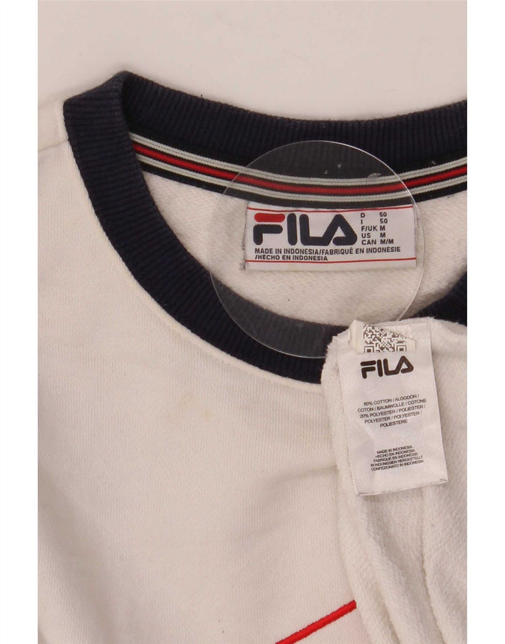 Fila Felpa grafica da uomo in cotone color block bianco medio