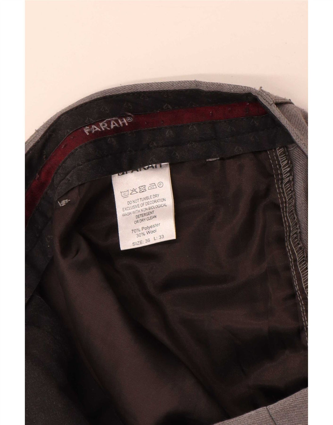 Pantaloni da abito dritti da uomo Farah W36 L33 poliestere grigio