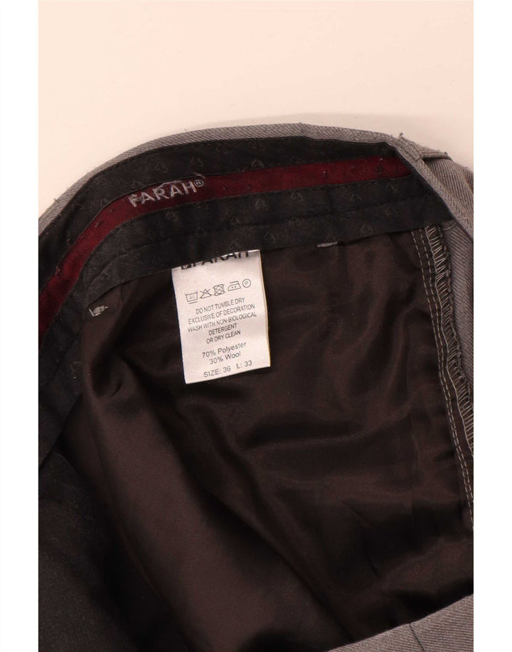 Pantaloni da abito dritti da uomo Farah W36 L33 poliestere grigio