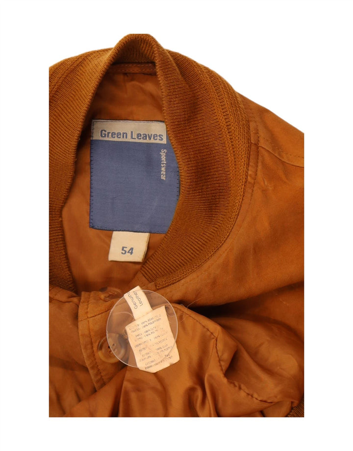 Giubbotto bomber in pelle scamosciata da uomo Green Leaves IT 54 2XL Pelle beige