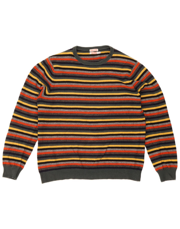 Maglione maglione girocollo da uomo Sun68 piccolo cotone a righe multicolore