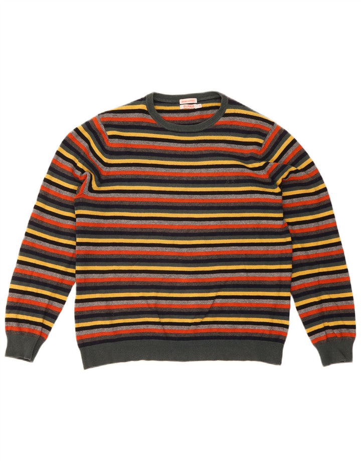 Maglione maglione girocollo da uomo Sun68 piccolo cotone a righe multicolore