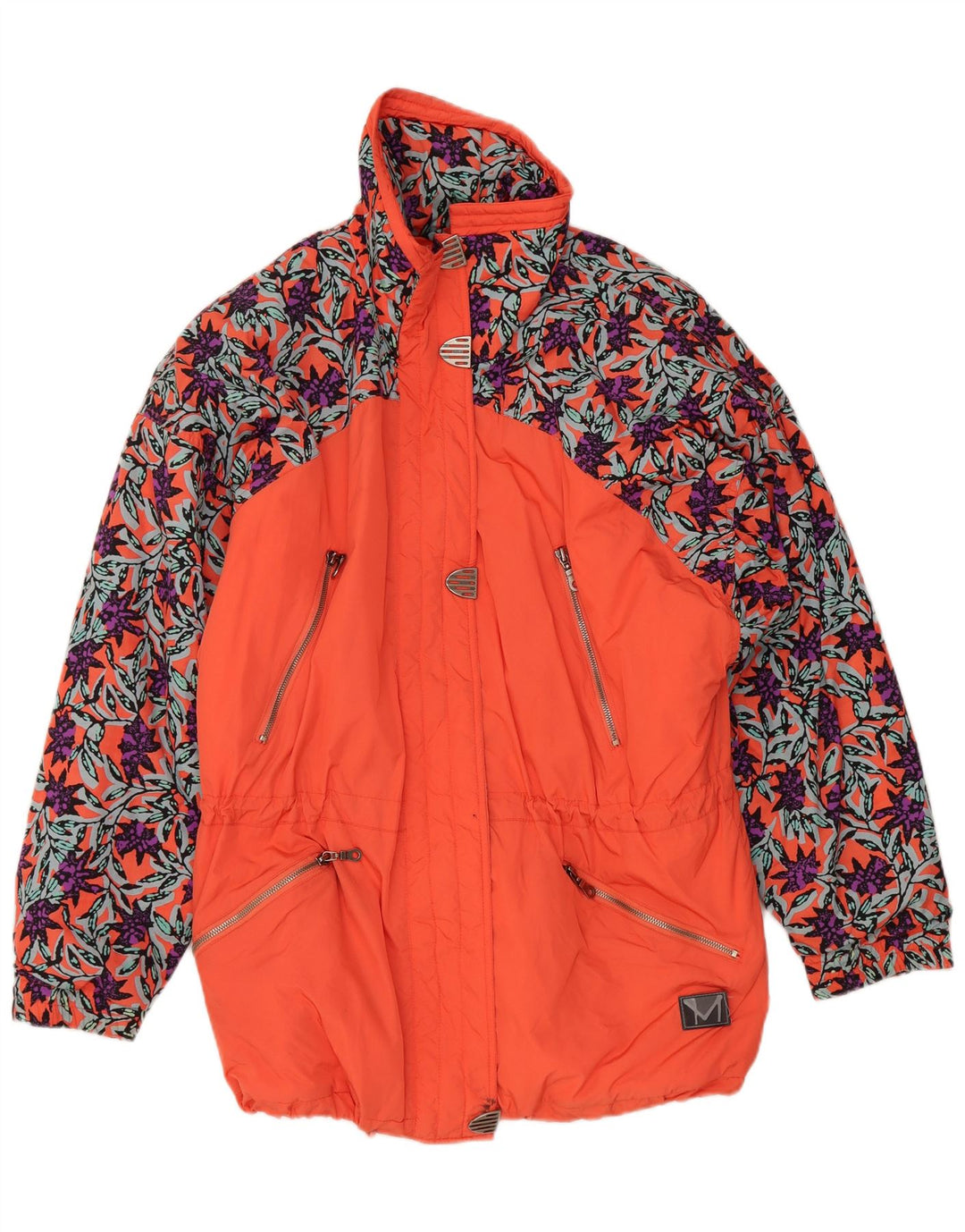 Giacca da sci oversize da donna Maier UK 10 Small Orange Floral Poliammide