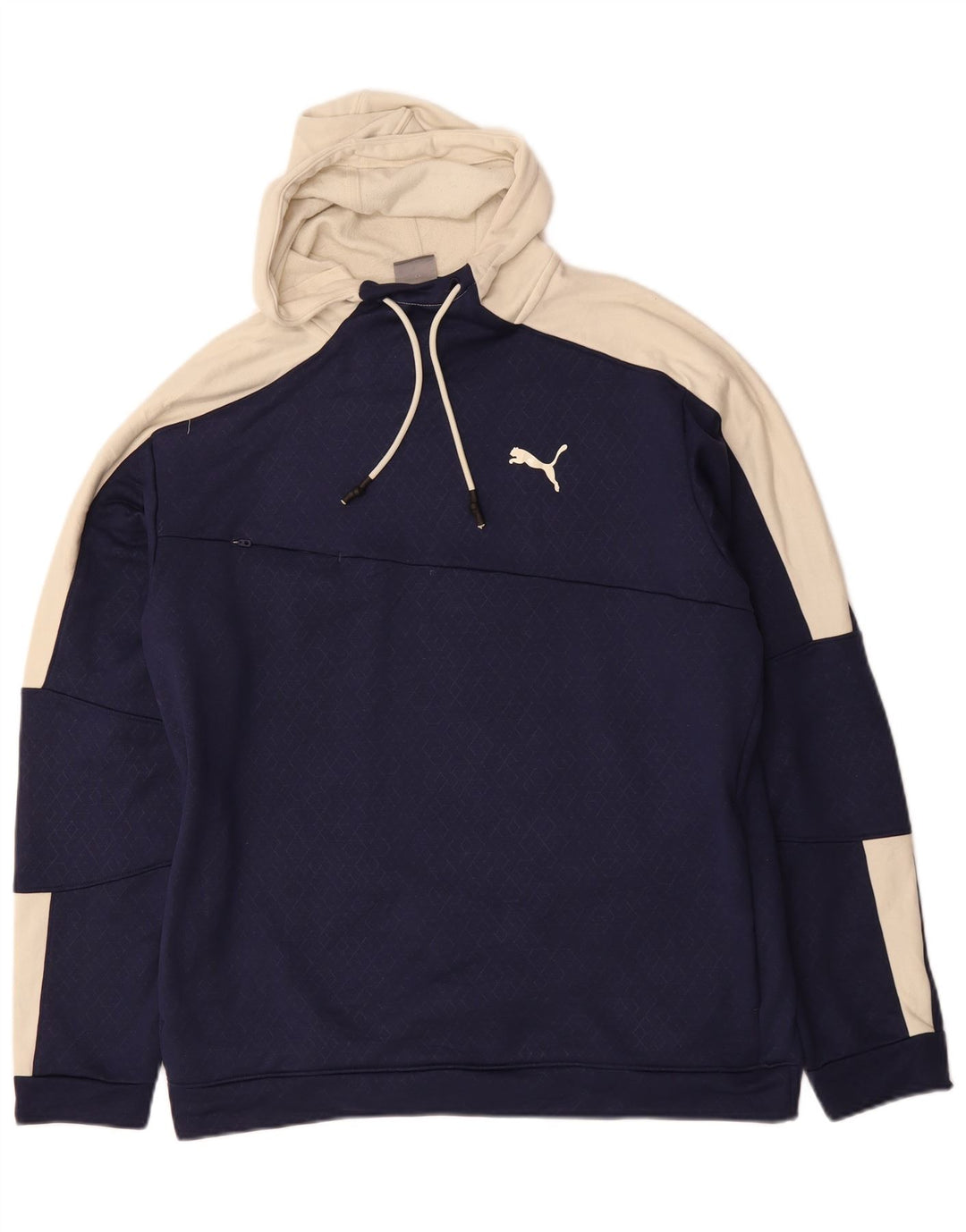 PUMA Felpa con cappuccio da uomo grande color block blu navy