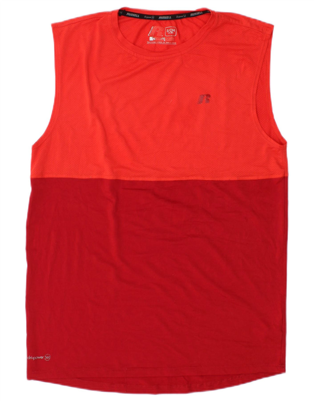 RUSSELL ATHLETIC Canottiera Dri-Power da uomo piccola in poliestere color block rosso