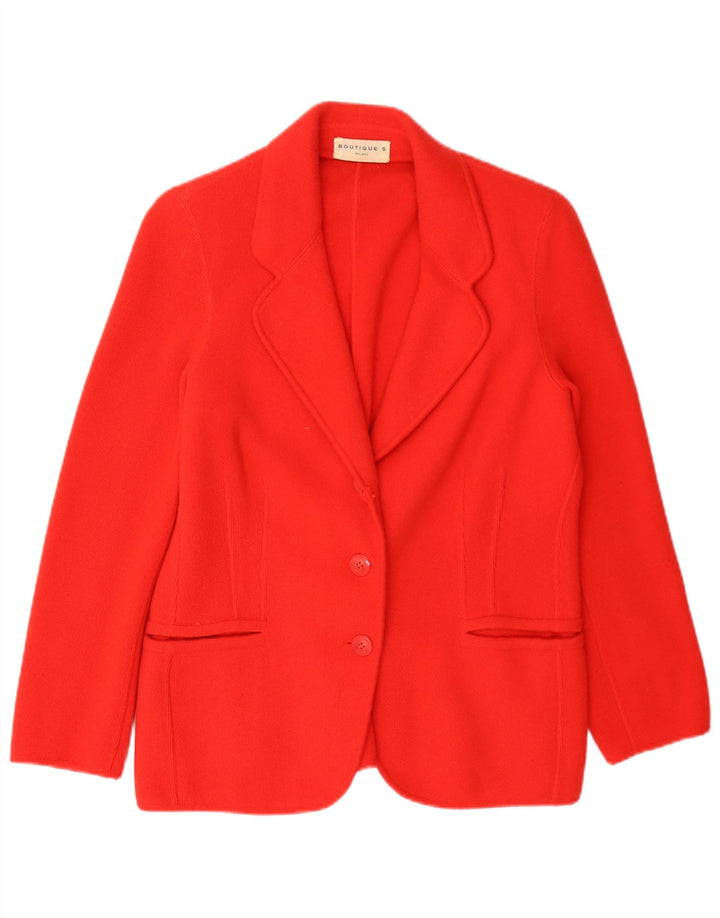 Giacca blazer vintage da donna in maglia a 2 bottoni UK 14 Cashmere rosso medio