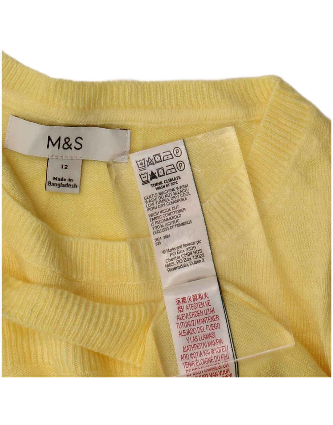 MARKS & SPENCER Maglione girocollo da donna UK 12 Giallo medio