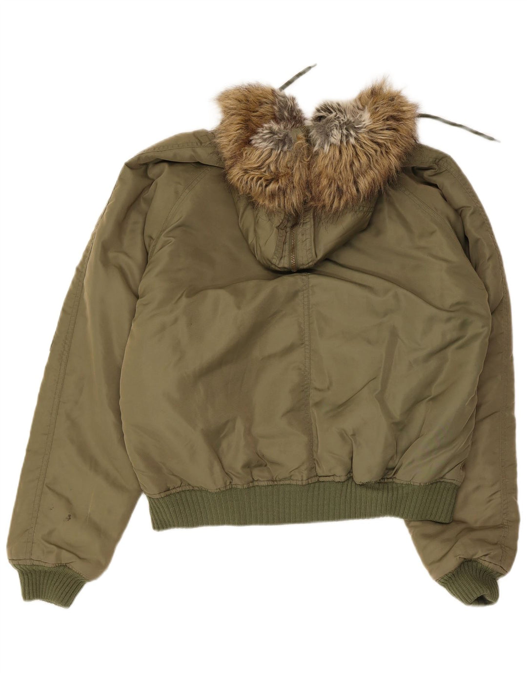 Giacca da sci con cappuccio da uomo vintage UK 38 nylon kaki medio
