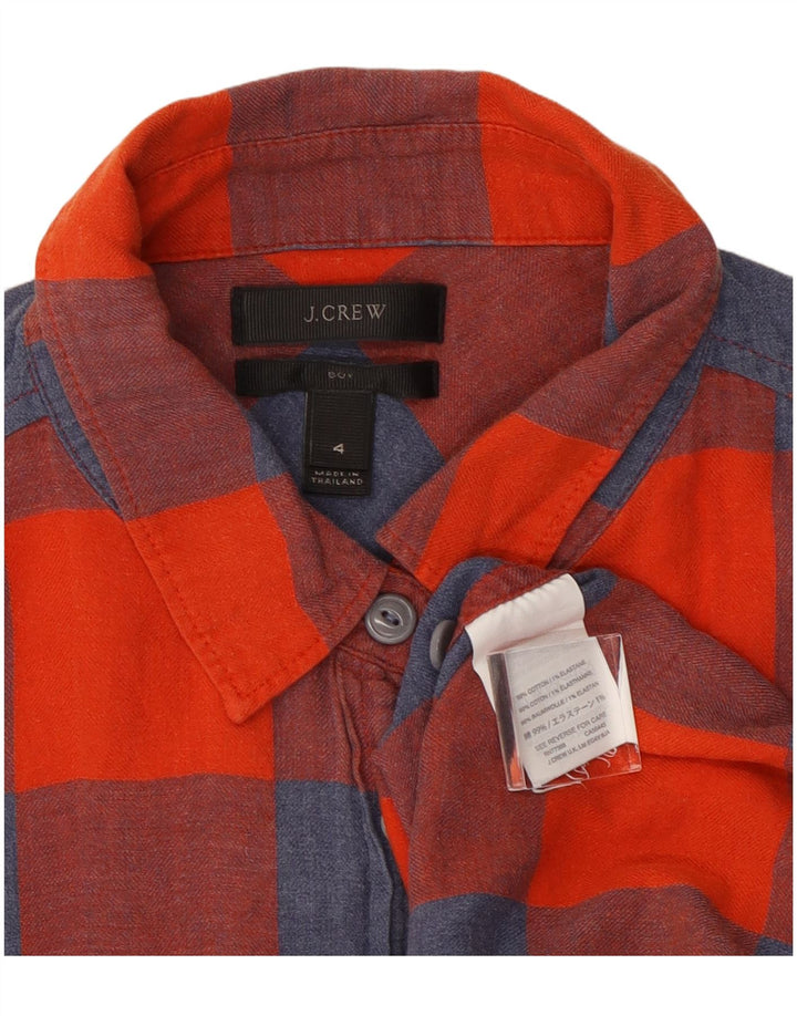 Camicia di flanella da donna J. Crew US 4 piccolo cotone a quadri rossi
