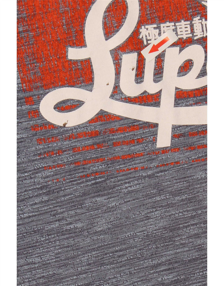 T-shirt grafica da uomo Superdry Top grande in poliestere chiazzato grigio