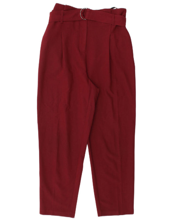Pantaloni corti a vita alta da donna Topshop UK 10 piccoli W28 L25 bordeaux