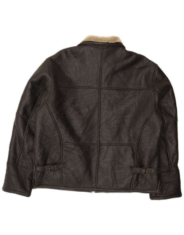 Giacca in shearling da uomo Firenze UK 42 XL in pelle nera