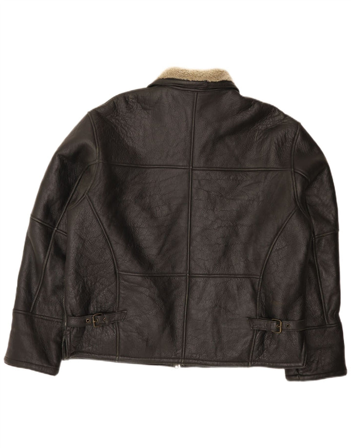 Giacca in shearling da uomo Firenze UK 42 XL in pelle nera