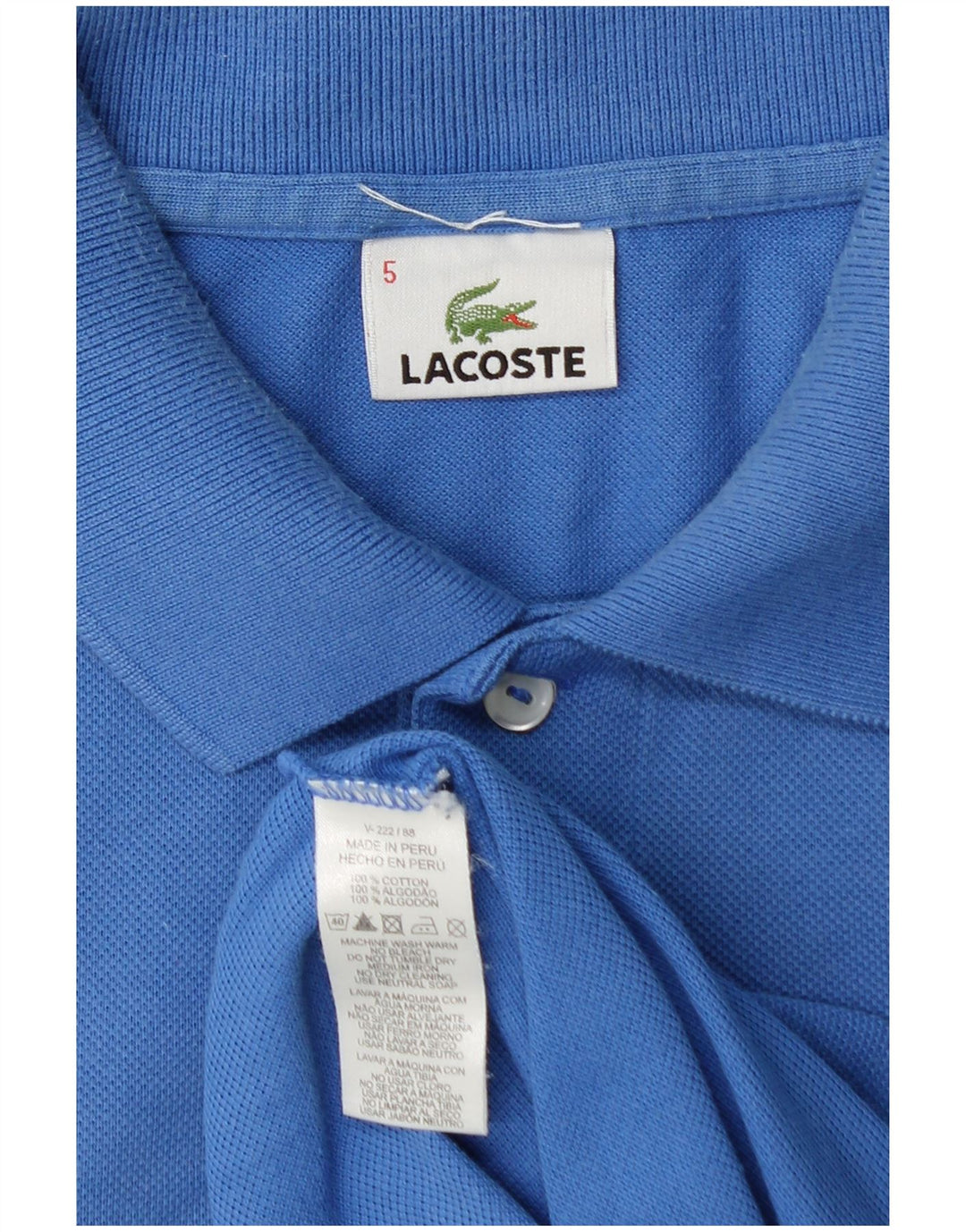 LACOSTE Mens Polo Shirt Size 5 Large Blue Cotton