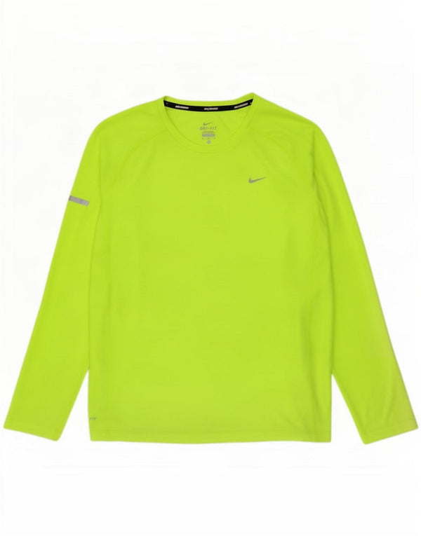 Top Nike Dri Fit da uomo a maniche lunghe, grande, in poliestere verde