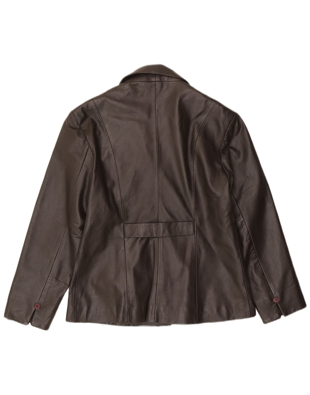 Giacca blazer in pelle da donna a 4 bottoni Fionte UK 16 grande in pelle marrone