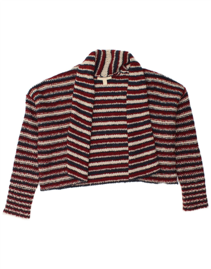 Maglione cardigan corto oversize da donna Esprit UK 10 piccolo a righe bordeaux