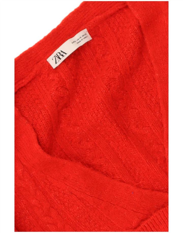 Maglione cardigan oversize corto da donna Zara UK 10 piccolo rosso