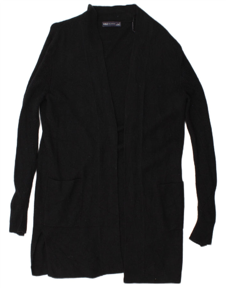 Maglione cardigan aperto lungo da donna Marks & Spencer UK 8 piccolo nero