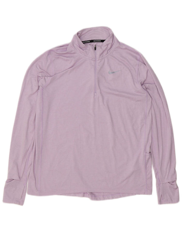 Top della tuta pullover con zip e collo Nike Dri Fit da donna UK 14 viola medio
