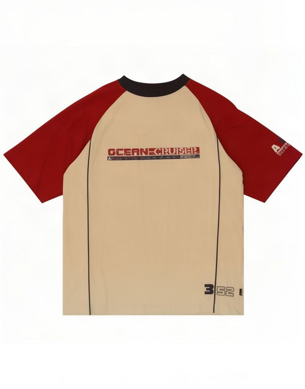 T-shirt grafica da uomo Asics, taglia grande, in cotone color block bianco sporco