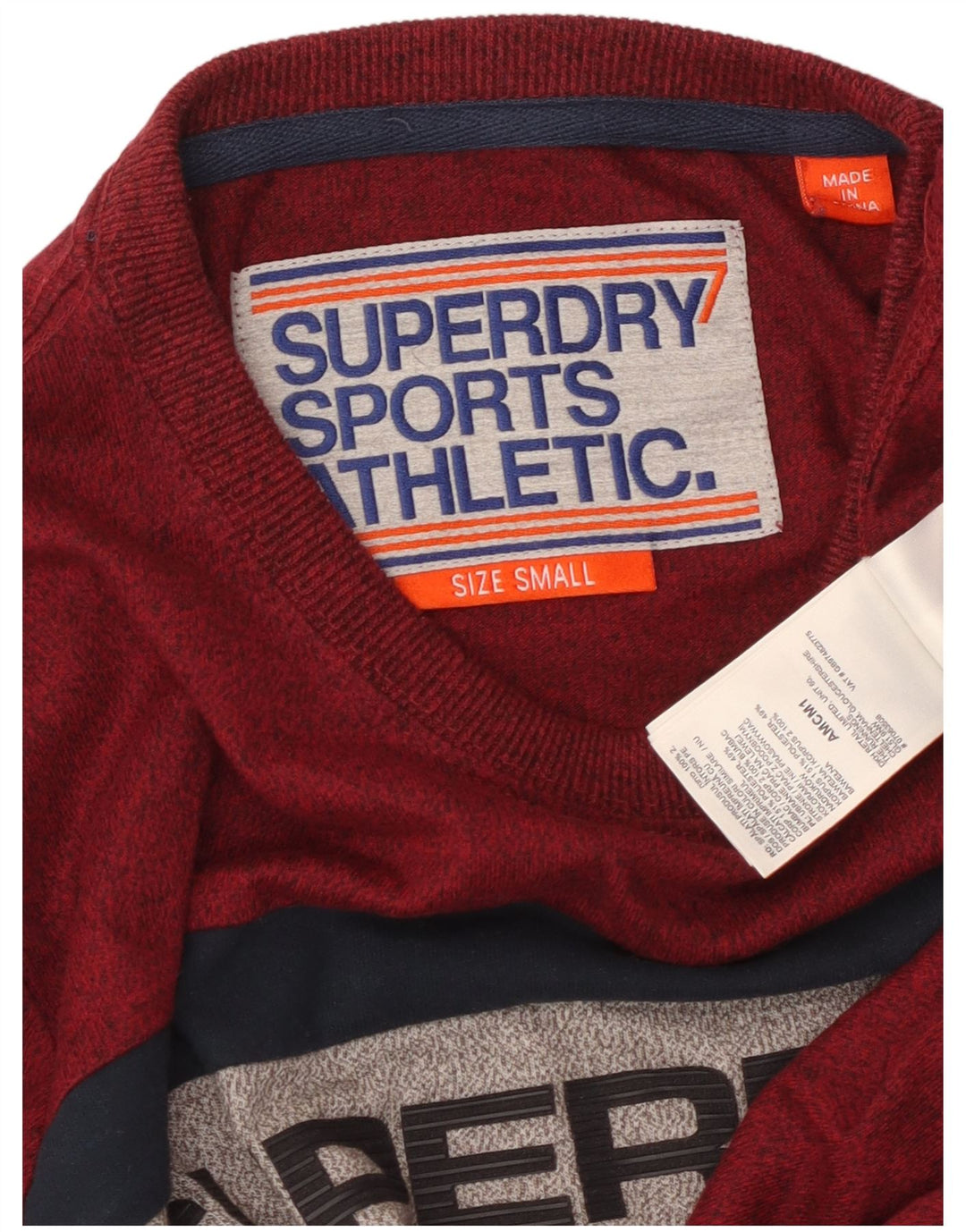 SUPERDRY Top grafico da uomo a maniche lunghe in cotone chiazzato marrone piccolo