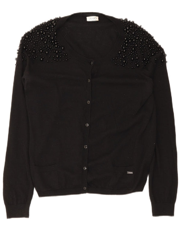Maglione cardigan da donna Liu Jo UK 14 medio nero maculato