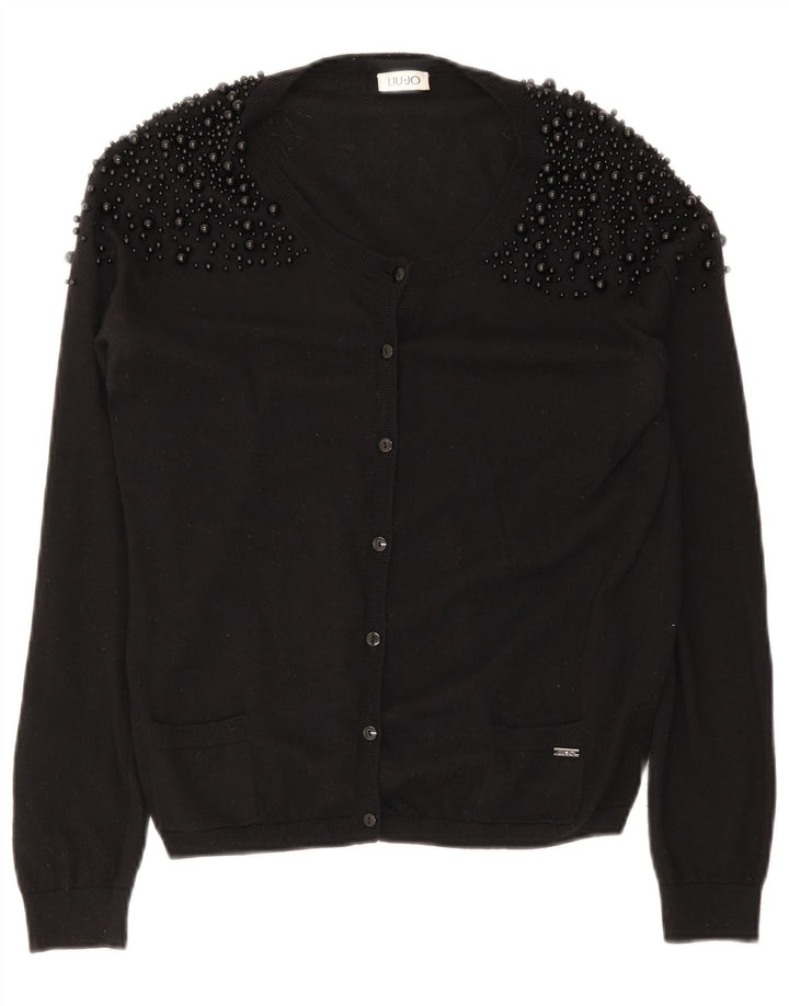 Maglione cardigan da donna Liu Jo UK 14 medio nero maculato