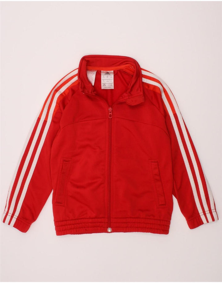 Giacca superiore della tuta da bambina ADIDAS 5-6 anni in poliestere rosso