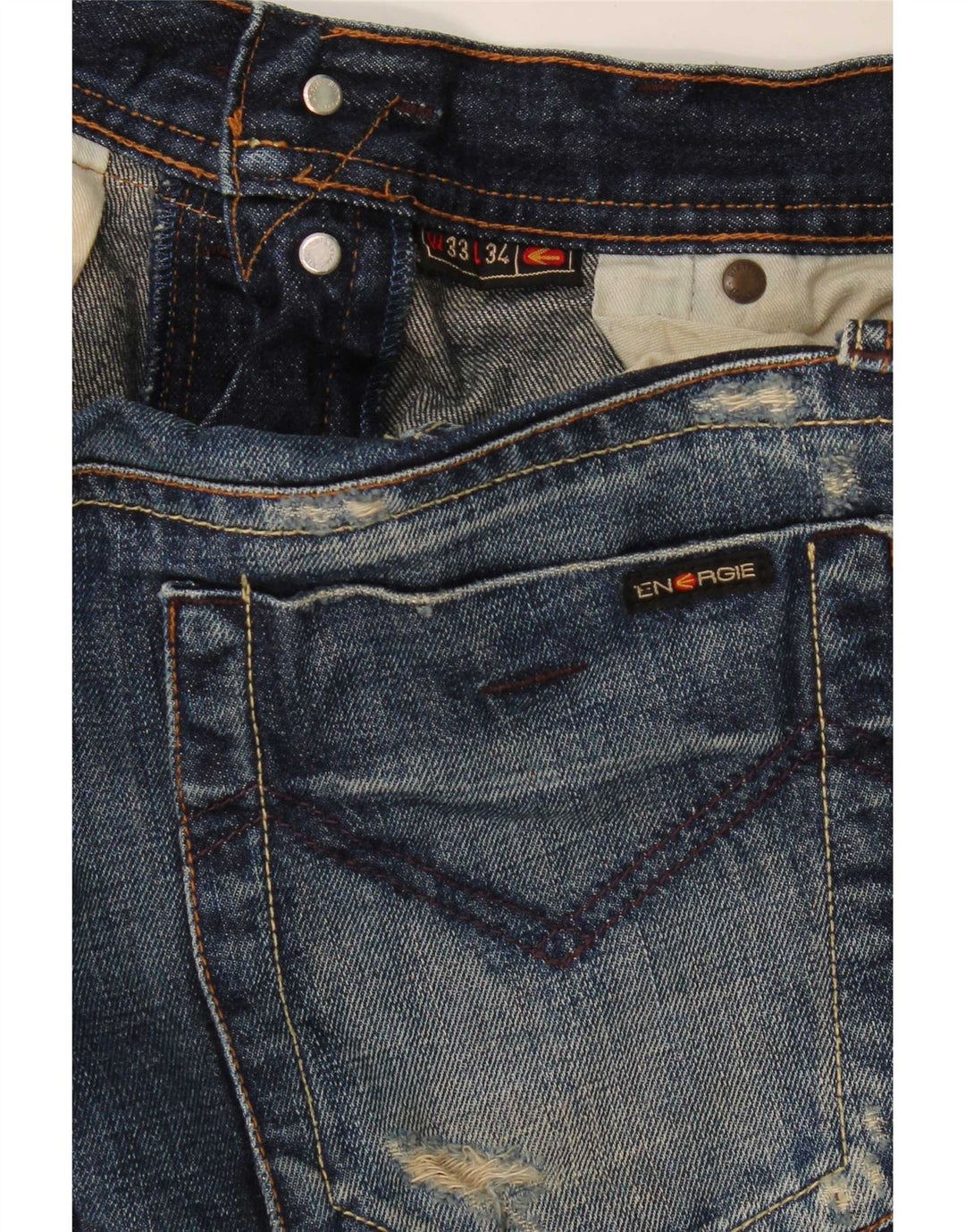 Jeans dritti effetto consumato da donna Energie W33 L25 cotone blu