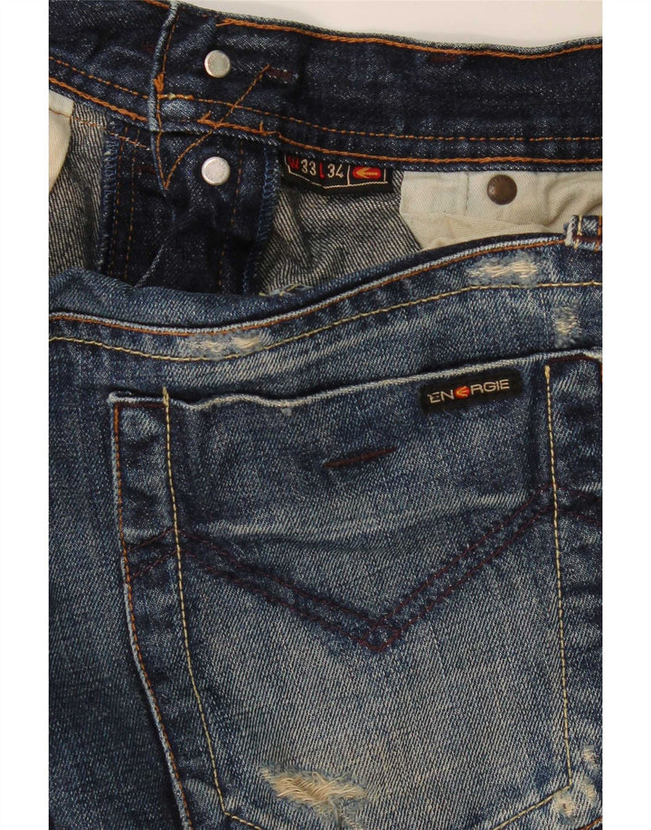 Jeans dritti effetto consumato da donna Energie W33 L25 cotone blu