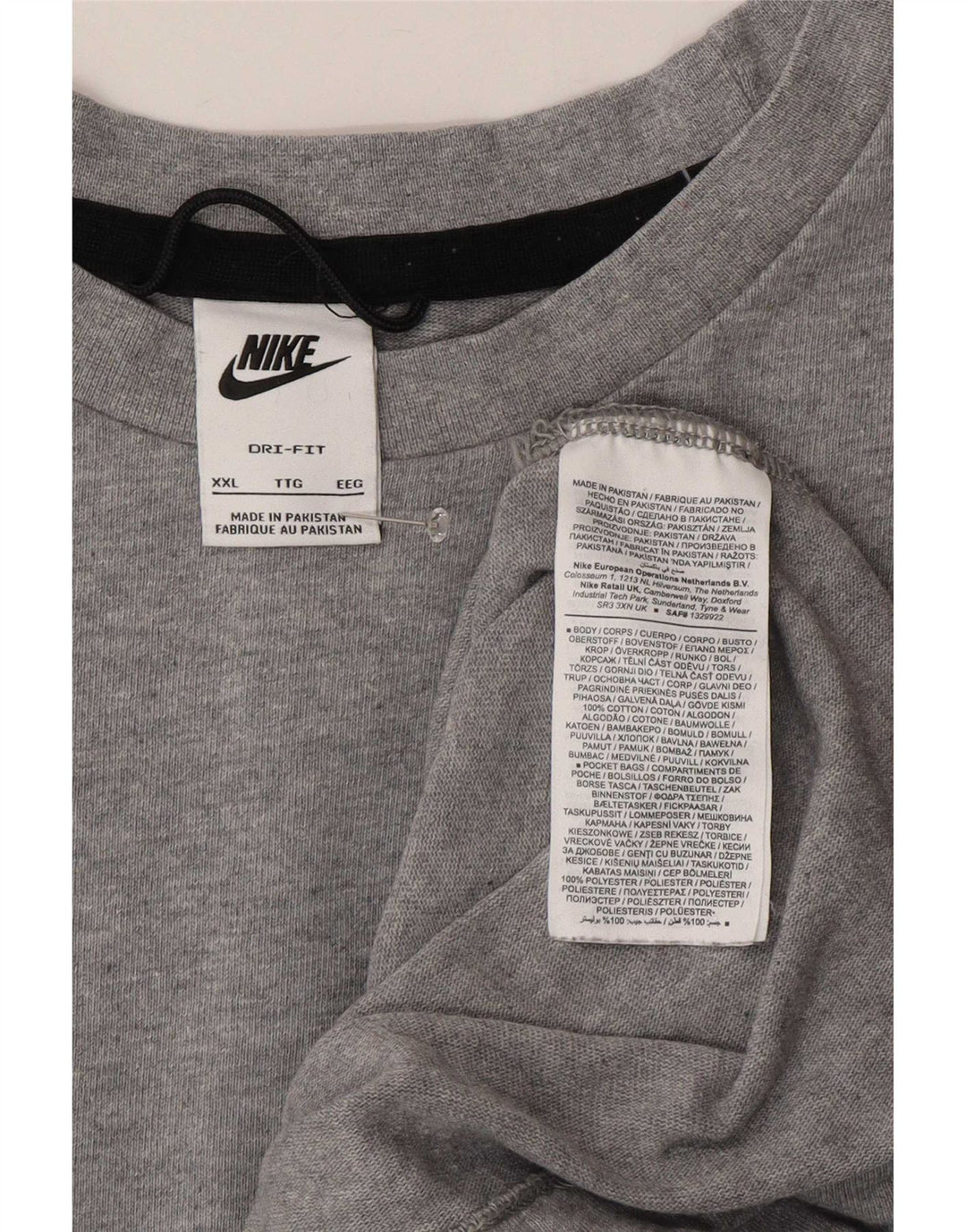 T-shirt Nike Dri Fit da uomo 2XL in cotone grigio