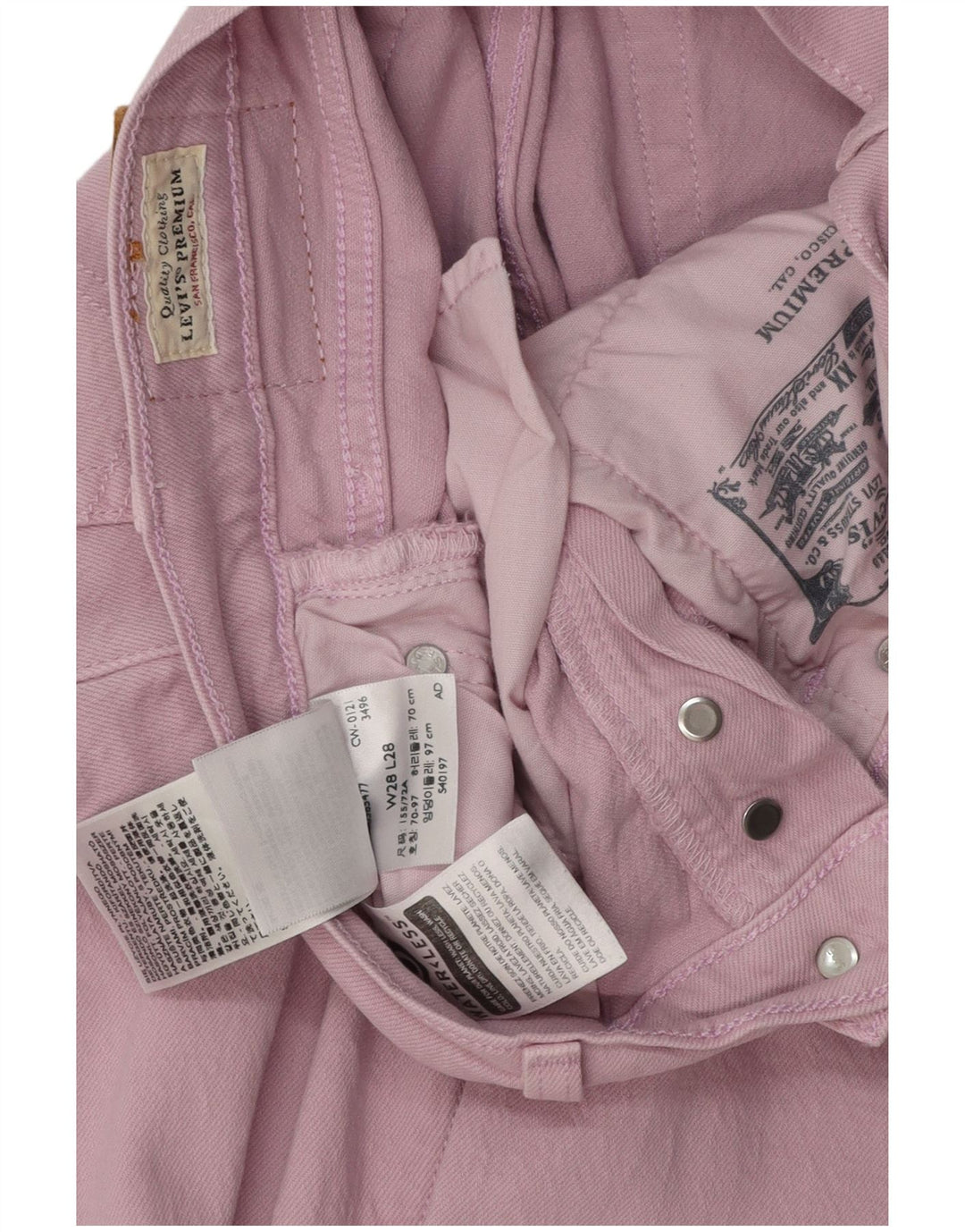 LEVI'S Jeans dritti 501 da donna W28 L28 cotone rosa
