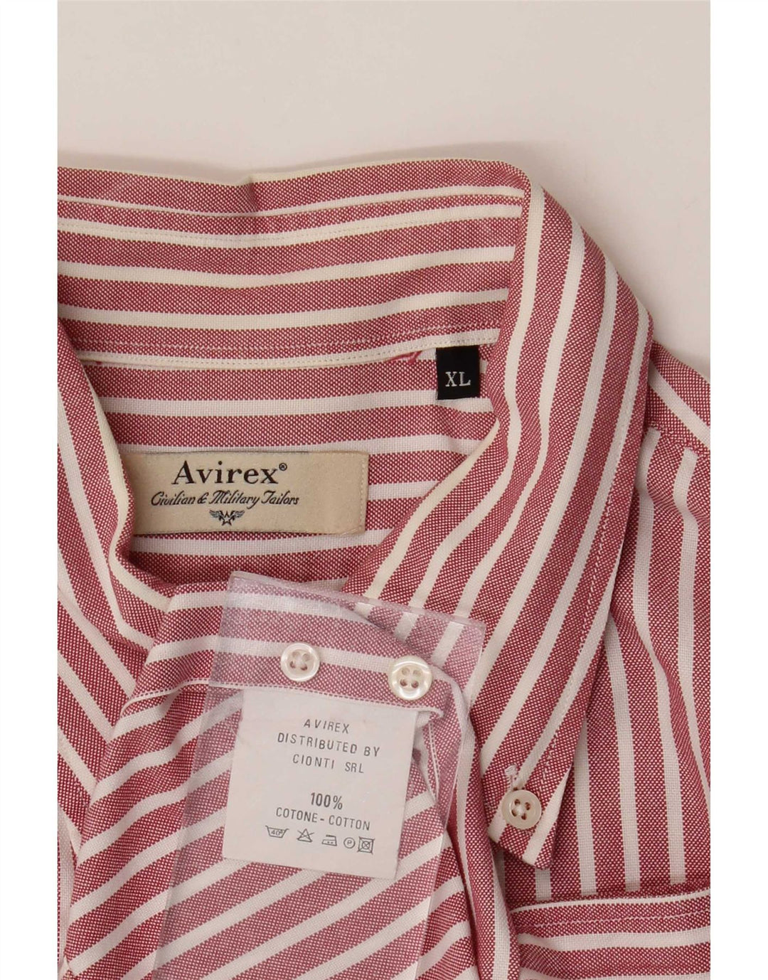 Camicia Uomo Avirex XL Cotone Gessato Rosso