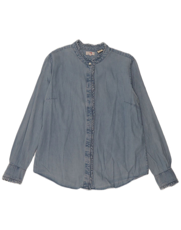 Levi's Camicia in denim da donna con volant sul davanti UK 16 Grande cotone blu