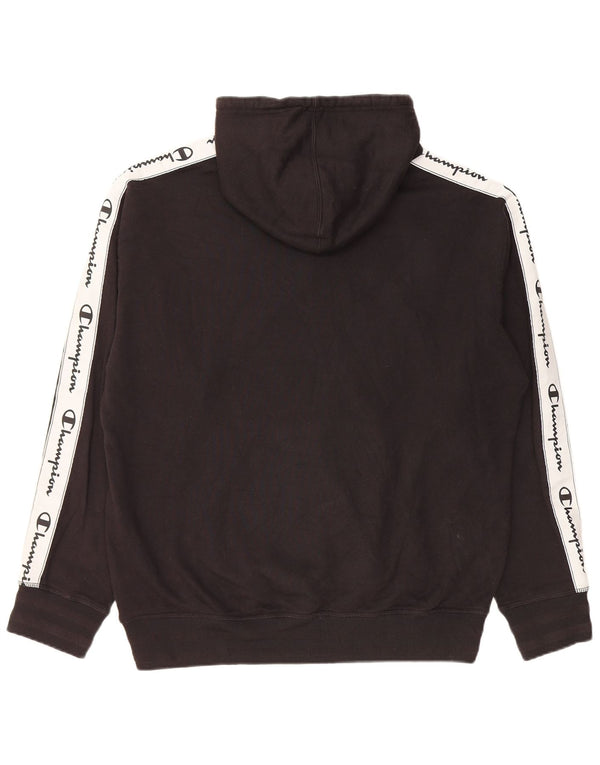 Maglione con cappuccio grafico da uomo Champion in cotone nero medio