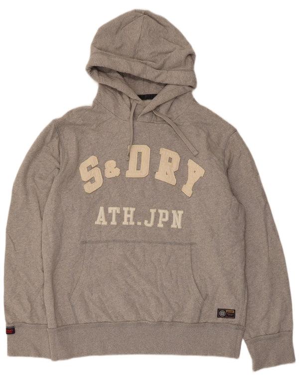 Felpa con cappuccio grafica da uomo Superdry XL in cotone grigio