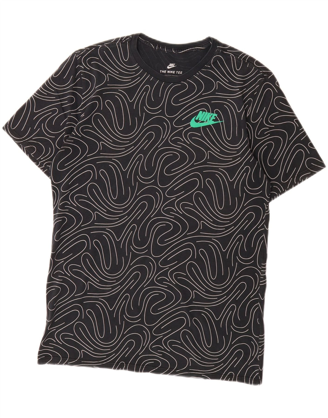 NIKE Mens Abstract Pattern T-Shirt Top Medium Black Cotton Vintage Nike and Second-Hand Nike from Messina Hembry 