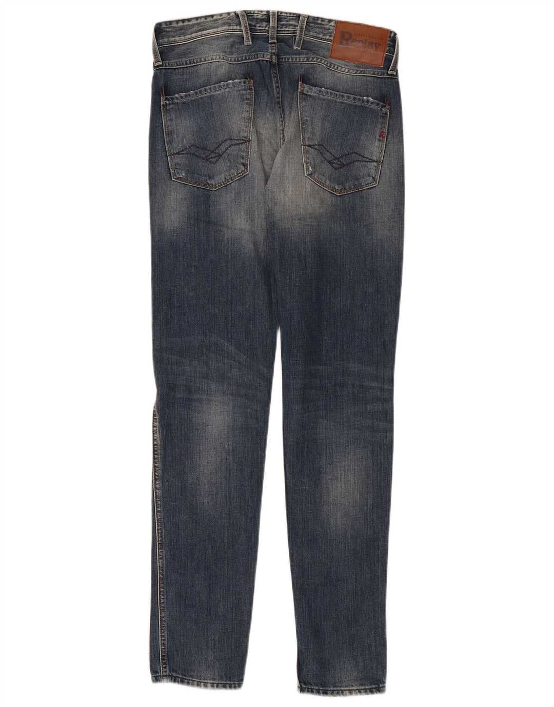 Jeans slim invecchiati da donna Replay W29 L32 cotone blu navy