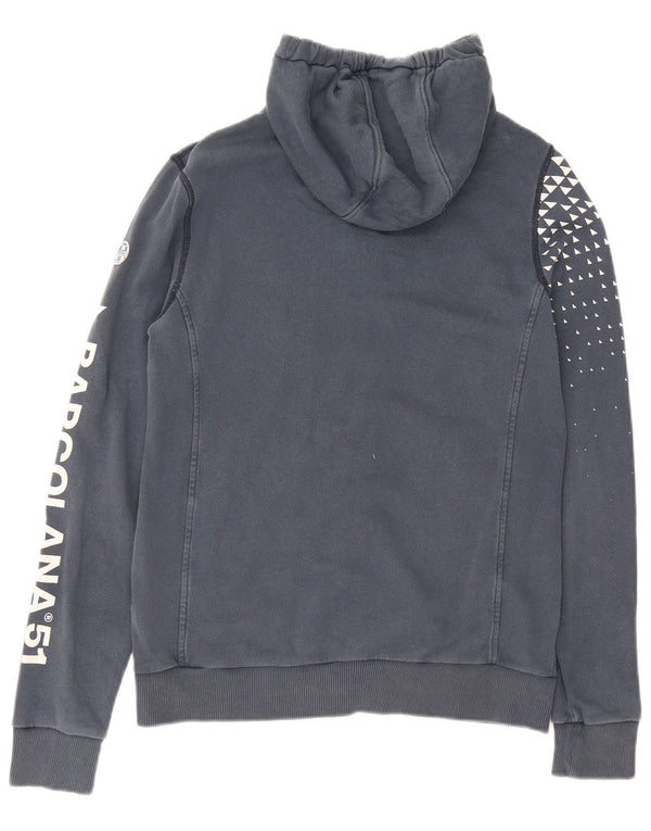 Felpa con cappuccio e zip grafica da uomo North Sails piccola in cotone maculato blu navy